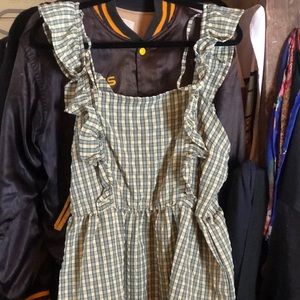 Women’s Pinafore Cottage Core Sage Green Dress